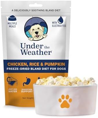 Under the Weather Bland Diet for Dogs | Easy to Digest for Sick Dogs |Always Be Ready | Contains Electrolytes - All Natural Freeze Dried 100% Human Grade Meats | 1 Pack - Rice, Chicken & Pumpkin - 6oz by UndertheWeather
