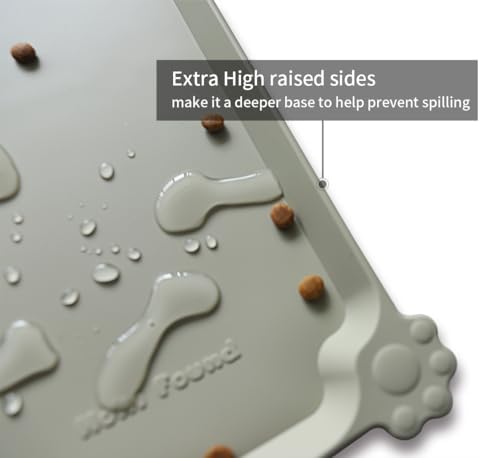 Hoki Found Large Silicone Non Slip Pet Food Mats - Bowl Placemats for Dog Cat - Waterproof - Cream Green - Image 2
