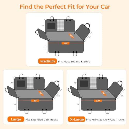 URPOWER Hard Bottom Dog Car Seat Cover, Back Seat Extender XL - for Full Size Crew Cab Trucks Khaki - Image 5