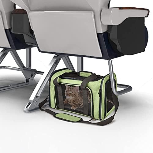 Henkelion Pet Carrier for Small Medium Cats Dogs Puppies up to 15 Lbs, Airline Approved Small Dog Carrier Soft Sided, Collapsible Travel Puppy Carrier - Green (Pack of 2) - Image 4