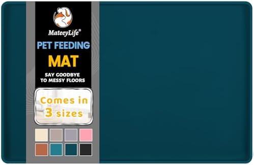 MateeyLife Silicone Cat & Dog Food Mat for Floors Waterproof, Anti-Slip Dog Bowl Mats for Food and Water, Pet Feeding Mats with Lip to Prevent Spills, Pet Placemat for Messy Drinkers to Protect Floors by MateeyLife