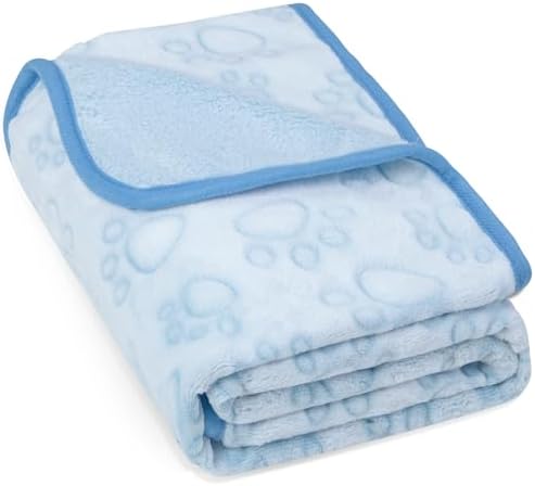 Blue Dog Blanket for Puppy Accesssories Boy, Blue Dog Stuff for Small Kitten Indoor Cats, Washable Soft Puppy Essentials Supplies by STUFFED