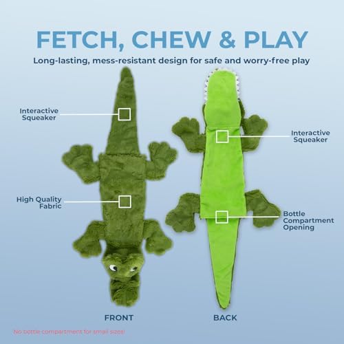 Best Pet Supplies 2-in-1 Stuffless Squeaky Dog Toy - Alligator, Small - Image 3