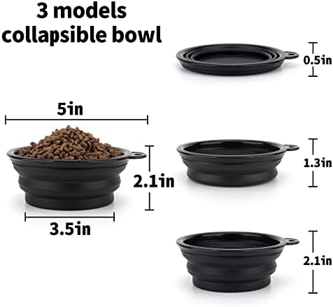 SLSON Dog Bowls Pet Collapsible Bowl with Cover Lids,2 Pack Dog Travel Bowls Portable Foldable Cat Water Dish Bowl for Pets Walking Parking Camping (Black and Black, Small) - Image 4
