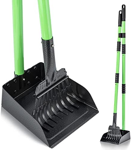 MXF Pooper Scooper, Dog Pooper Scooper Long Handle Stainless Metal Tray and Rake Set for Medium Small Dogs Heavy Duty - Use on Grass, Dirt or Gravel - Pet Supplies (Green) by MXF