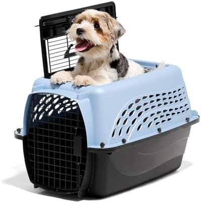 Petmate Two Door Plastic Pet Kennel for Small Dogs and Cats, 24in, Blue by Petmate