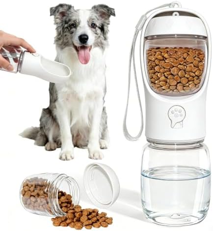 Portable Dog Water Bottle with Food Container, Drinking Bottle for Travel by Liphier