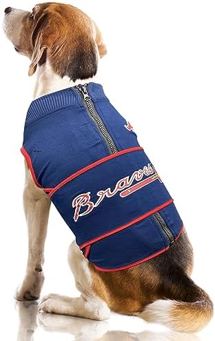 MLB Atlanta Braves Dog Anxiety Shirt Calming Soothing Vest, for Dogs & Cats with Anxiety, Fears, Fireworks, Loud Noises, Dark, Lonely Keeps Dogs Calm & Feeling Safe, Relaxing Jacket, Large by PETSFIRST