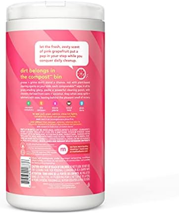 Method All-Purpose Cleaning Wipes, Pink Grapefruit, Multi-Surface, Compostable, 70 Count (Pack of 6) - Image 2