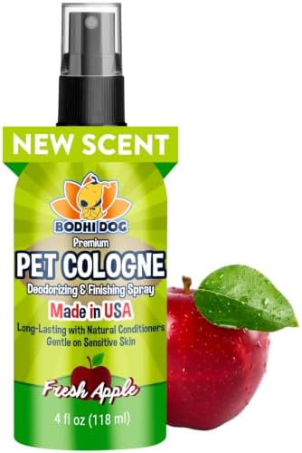Bodhi Dog Premium Dog Cologne - Deodorizing Dog Perfume & Conditioner for Dogs & Cats - Natural Long Lasting Spray - Keeps Pets Fresh All Day - Gentle & Safe Formula, Made in USA (Fresh Apple 4 Fl Oz) by BodhiDog