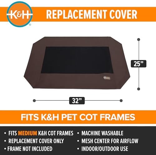 K&H PET PRODUCTS Original Pet Cot Replacement Cover (Cot Sold Separately) - Chocolate/Black Mesh, Medium 25 X 32 Inches - Image 2