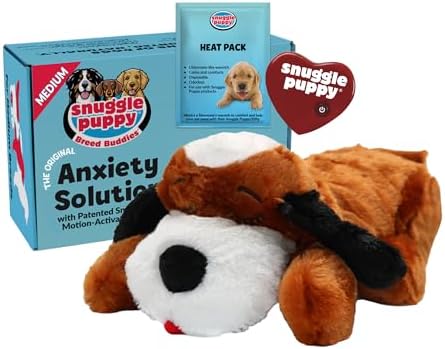 Snuggle Puppy Heartbeat Dog Toy for Puppies, Real-Feel Heartbeat, Calming Sleep Aid and Crate Training Comfort Toy with Heat Pack, Brown & White Beagle by SnugglePuppy