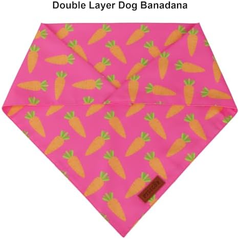 PTDECOR Pink Easter Dog Bandana, Easter Rabbit Carrot Dog Scarf, X-Large - Image 5
