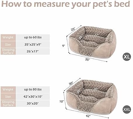 INVENHO X-Large Dog Bed for Large Medium Small Dogs Rectangle Washable Dog Bed, Orthopedic Dog Bed, Soft Calming Sleeping Puppy Bed Durable Pet Cuddler with Anti-Slip Bottom XL(35"x25"x10") - Image 5
