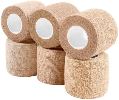 WePet Pet Wrap, Self-Adhesive, Only Sticks to Itself, Non-Woven Tape for Dog Legs, Paws, Wounds, First Aid Cohesive Gauze for Horse, Cat, Bird, Animal, 6 Rolls, 2 Inch, Solid Color by WePet