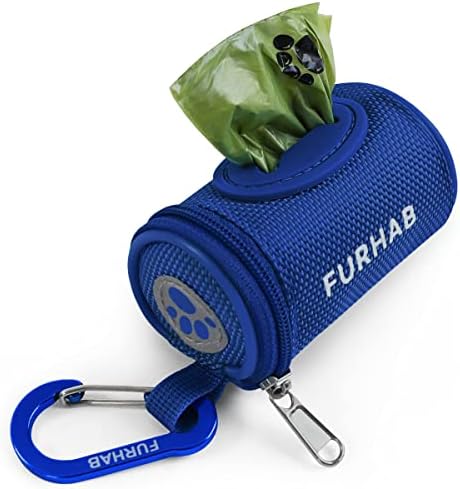 FURHAB Dog Poop Bag Holder for Leash with Carabiner Clip Soft Fabric by FURHAB