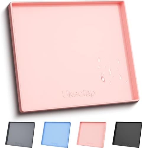 22" x 19" Extra Thick Silicone Mat Waterproof with Raised Edge, Pink by ukeetap