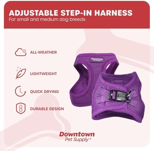 Downtown Pet Supply Step-in Dog Harness – No Pull, Adjustable Padded Mesh with Reflective Trim, Secure Buckle Strap – Comfortable & Breathable Small Dog Harness, Smal, Purple - Image 3