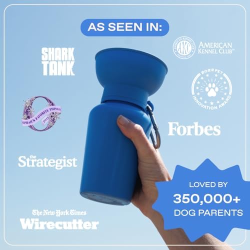 Springland Flip Portable Dog Water Bottle with Collapsible Bowl, Blueberry - Image 6