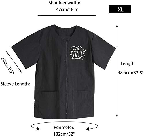 Noverlife Short Sleeve Pet Grooming Jacket Smock with Full Zipper, XL Size - Image 3