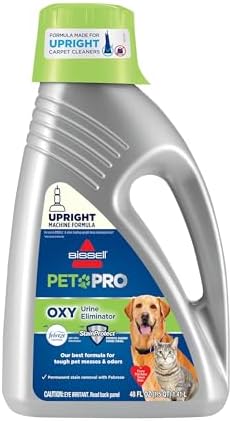 Bissell PET PRO OXY Urine Eliminator with Febreze Carpet Deep Clean Solution, with StainProtect Technology, for use in leading upright carpet cleaners, 48oz, Our best formula for pet messes & odors by BISSELL