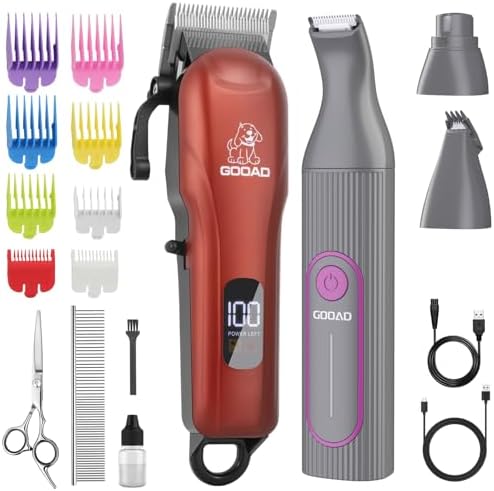 Dog Clippers Grooming Kit with Paw Trimmer for Thick/Matted/Knotted/Hair by Gooad