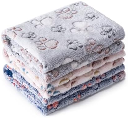 1 Pack 3 Blankets for Dog Puppy Cat (Large 41x31'', Beige, Grey, Navy) by CADONO