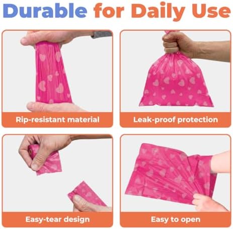 Best Pet Supplies Poop Bags for Dogs - Pink Heart, 150 Count - Image 4