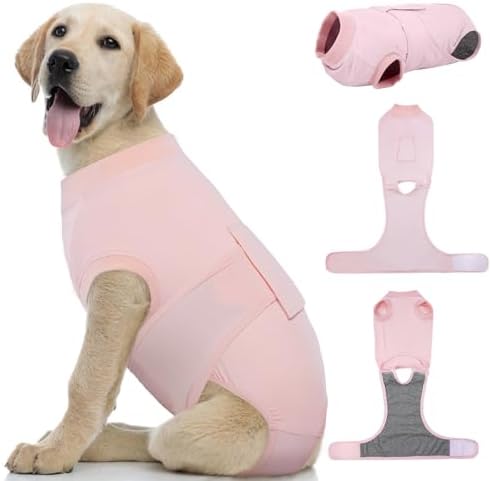 Kuoser Dog Recovery Suit, Female Male Spay Neuter Surgery Suit, Pink, M by Kuoser