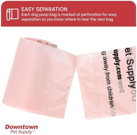 Downtown Pet Supply Unscented Poop Bags for Dogs with Dispenser, 180 Count - Leak-Proof Dog Waste Bags and Bone-Shaped Dog Poop Bags Holder for Leash - Pastel Rainbow, 12.5" x 8.5" - Image 5