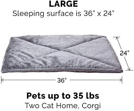 Furhaven ThermaNAP Self-Warming Cat Bed for Indoor Cats & Large/Medium Dogs, Washable & Reflects Body Heat - Quilted Faux Fur Reflective Bed Mat - Gray, Large - Image 2