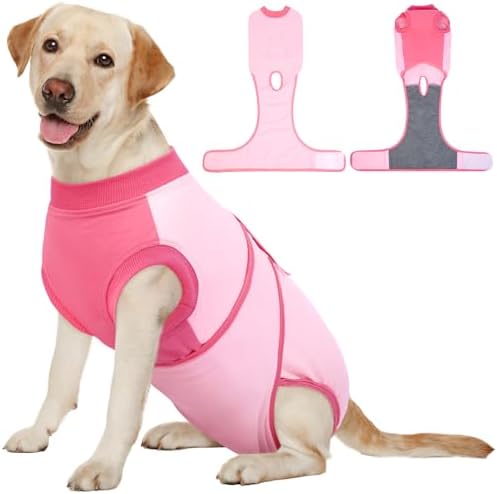 Kuoser Dog Recovery Suit, Female Male Spay Neuter Surgery Suit, Pink, XXL by Kuoser