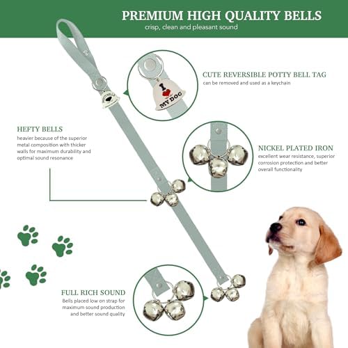 Caldwell's Pet Supply Co. Dog Potty Bells, Dog Door Bell, Bells to Go Outside, Potty Training Bell, Dogs Doorbell, Dogs Potty Doorbell, Ring to Go Pee, All Breed Puppy Training Tool - Gray (Set of 2) - Image 2