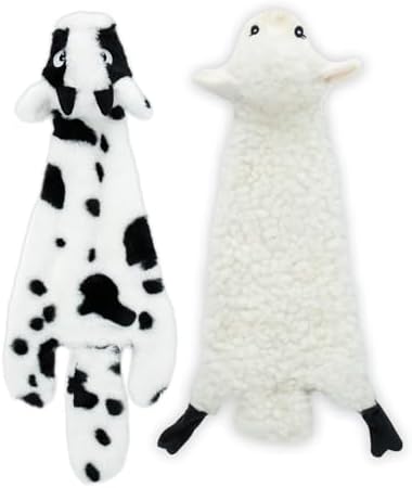 Best Pet Supplies 2-in-1 Stuffless Squeaky Dog Toy - zSheep, Cow, Large by BestPetSuppliesLLC