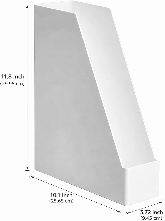 Amazon Basics Rectangular Plastic Desk Organizer, Magazine Rack, White, 2-Pack - Image 3