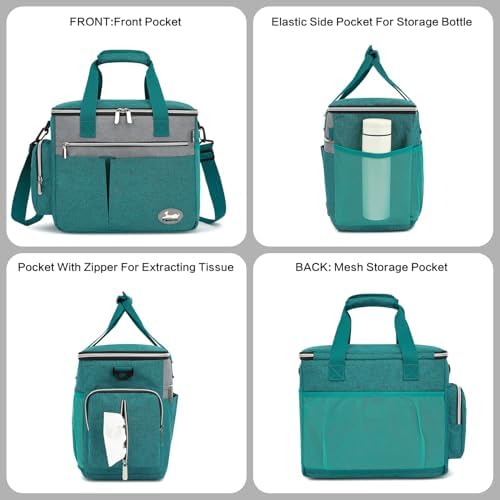 Dog Travel Bag for Pet Kit for Supplies with 2 Food Storage Containers 2 Collapsible Bowls 1 Feeding Mat 1 Dog Treat Pouch 7-Piece Set Perfect Road Trips Camping Weekend (Teal) - Image 4