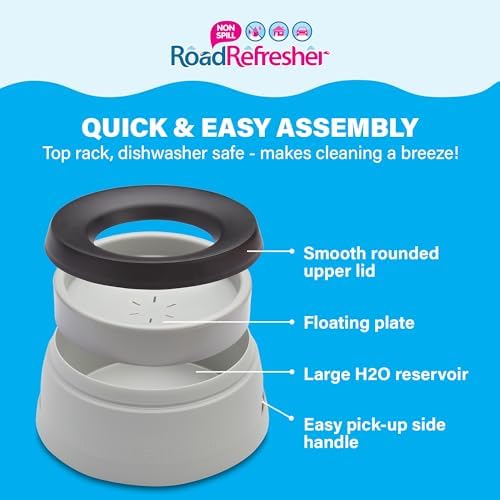 Prestige Pets Road Refresher, The No-Spill Slobber Stopper Water Bowl for Dogs, Slow Feeder Water Dispenser Bowl for Home and Travel, No Splashes, Ideal for All Breeds, Small, Pewter Grey - Image 3