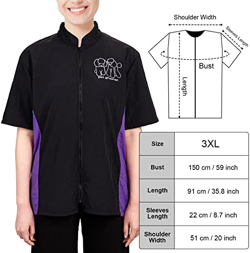 Pet Grooming Uniform Dog Cat Groomer Smock for Men Women, Short Sleeve, 3XL - Image 7