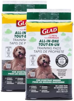 Glad for Pets Activated Carbon Disposable Dog Training Pads, 50 Count, 2-Pk by GladTrashFoodStorage