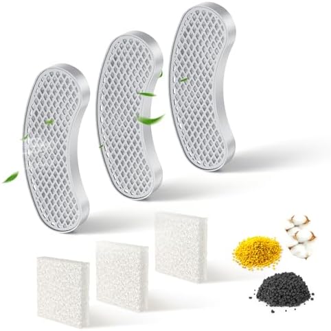 Cat Water Fountain Filters Replacement & Sponges (3 Filters+3 Sponges) by Petlipo