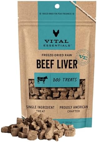 Vital Essentials Freeze Dried Dog Treats, Beef Liver, 2.1 oz Bag by VitalEssentials