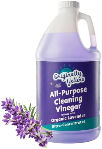 Originally Yellow Lavender Vinegar For Cleaning Purpose | USA Made All Purpose Cleaner | Use as a Floor, Glass, Kitchen, & Bathroom Cleaner | Plant Derived Vinegar Half Gallon | 64 Oz by OriginallyYellow