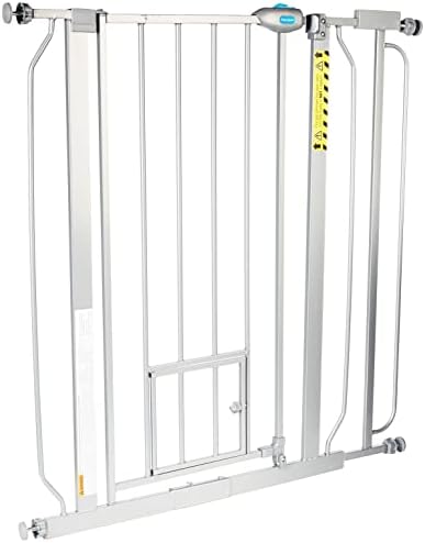 Carlson 36" Extra Tall Walk Through Dog Gate for Doorways & Bottom of Stairs, Metal Pet Gate with Small Pet Door, Expands 29”–36.5”, Platinum Gray - Image 4