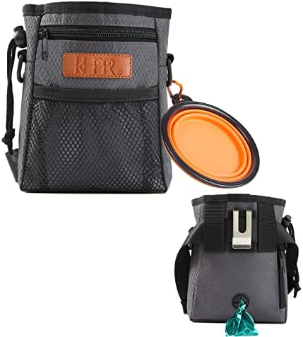 Dog Treat Training Pouch with Built-in Poop Bag Dispenser, Dark Grey by KHPR
