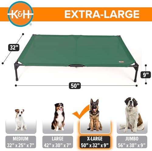 K&H Outdoor Elevated Dog Bed for Large & X-Large Pets, Green, XL 50x32in - Image 4