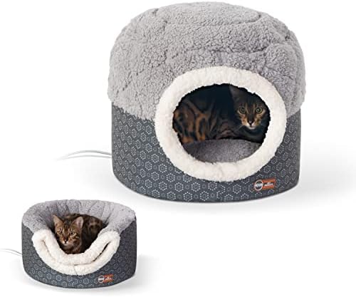 K&H Heated Cat Bed, Thermo-Pet Nest Indoor, Safety Listed, Small Gray, 4W by KHPetProducts