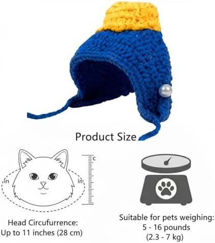 Cute Cat Hat Costume Suitable for 5 to16 lbs - Kitten hat Head Circumference 11" or Less cat Hats for Cats only pet Christmas Photography Outfits - Image 7