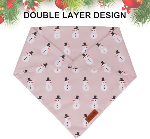 PTDECOR Dog Christmas Bandana, Xmas Santa Snowman Pet Scarf, Large - Image 5