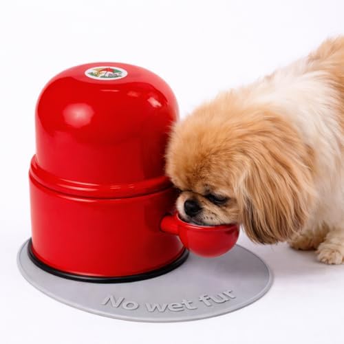 Pet Water Dispenser for Dogs and Cats, 47.3 oz – Gravity-Fed Aluminum Water Bowl, Prevents Wet Fur, Provides Continuous Fresh Water, Electrostatic Coated Finish, Vida Mansa (Red) by VidaMansa