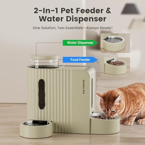 Gravity Automatic Cat Feeder, Water & Food Dispenser Set, Stainless Bowls - Image 2